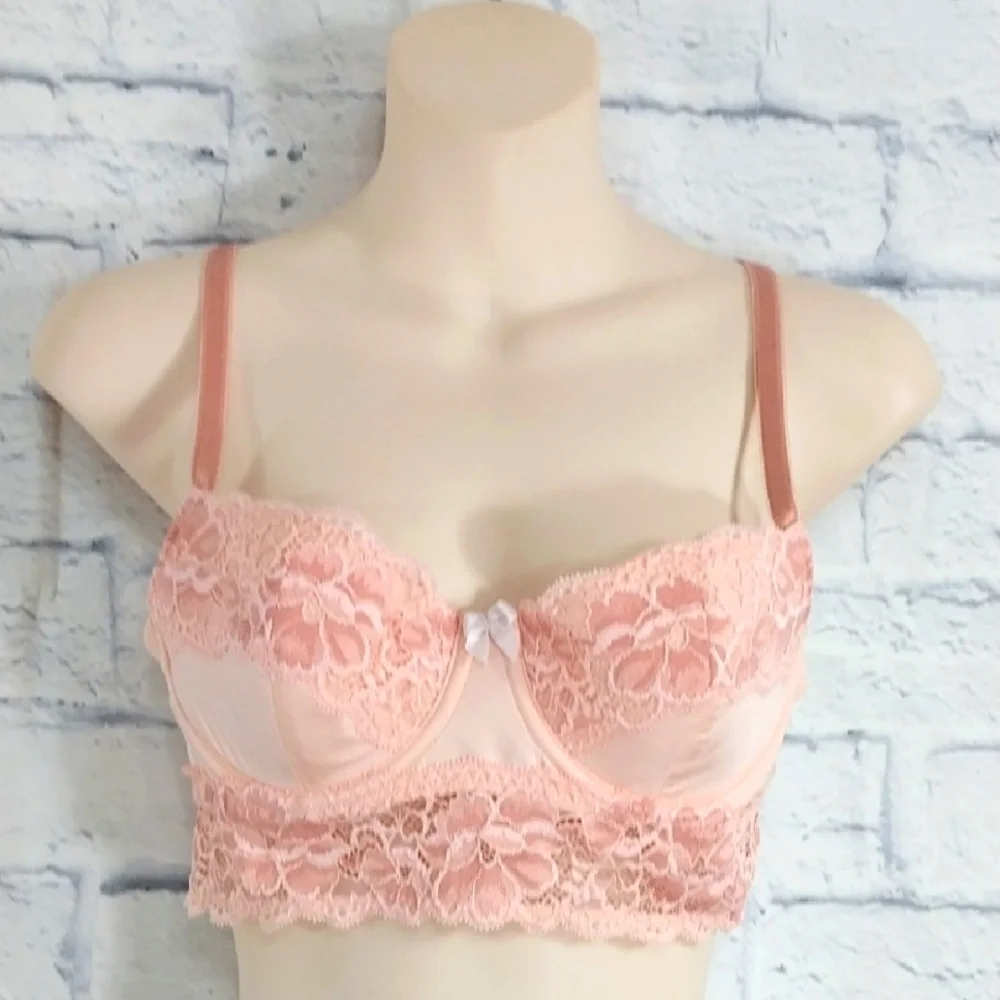 🔵BOGO FREE🔵 NWT Adore Me Pink Lace Bra Sexy Underwire Sz 36A - Picture 1 of 5